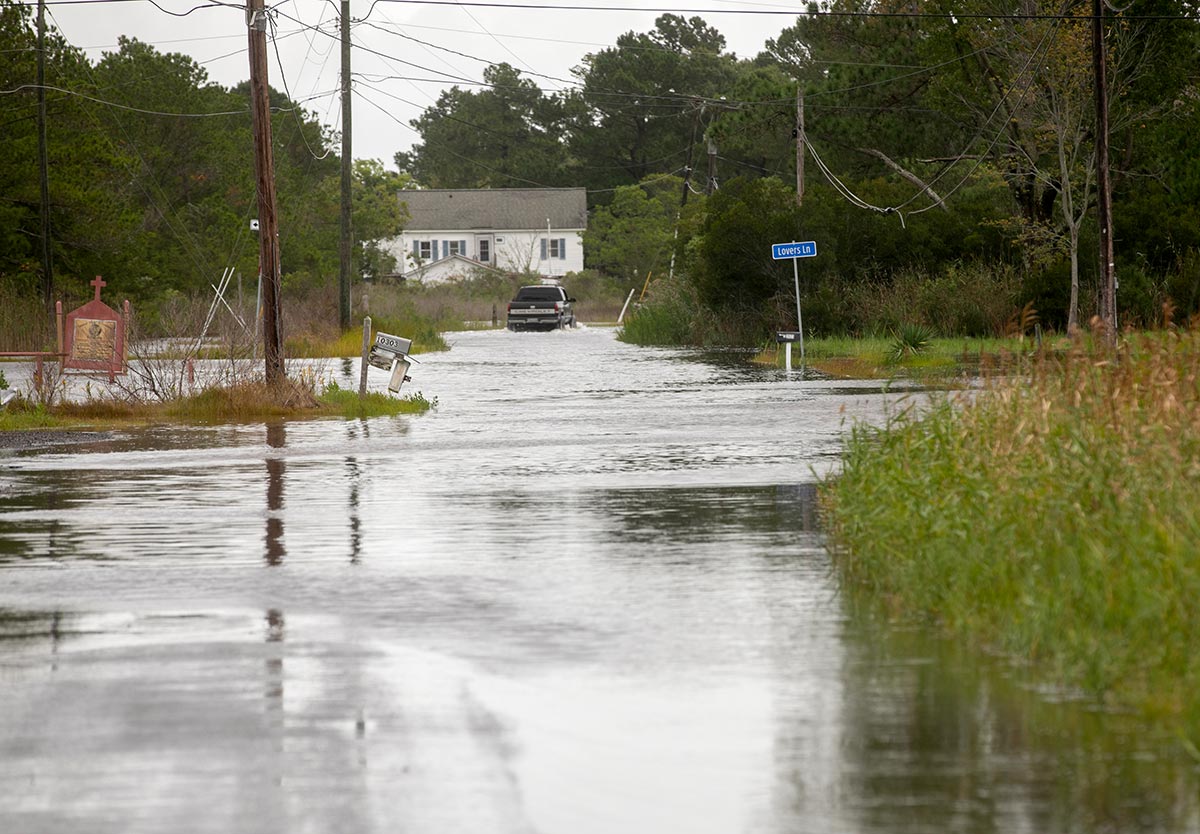 Wind and water from tropical storm Ophelia batter Gloucester Saturday September 23, 2023.